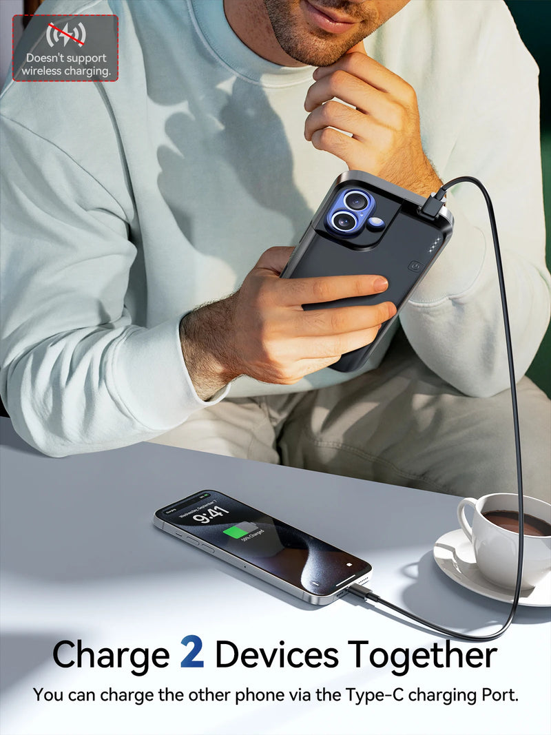 External 5000mAh Battery Case for iPhone 16 Charging Power Bank Cover Portable Rechargeable Charger Charging Case Battery