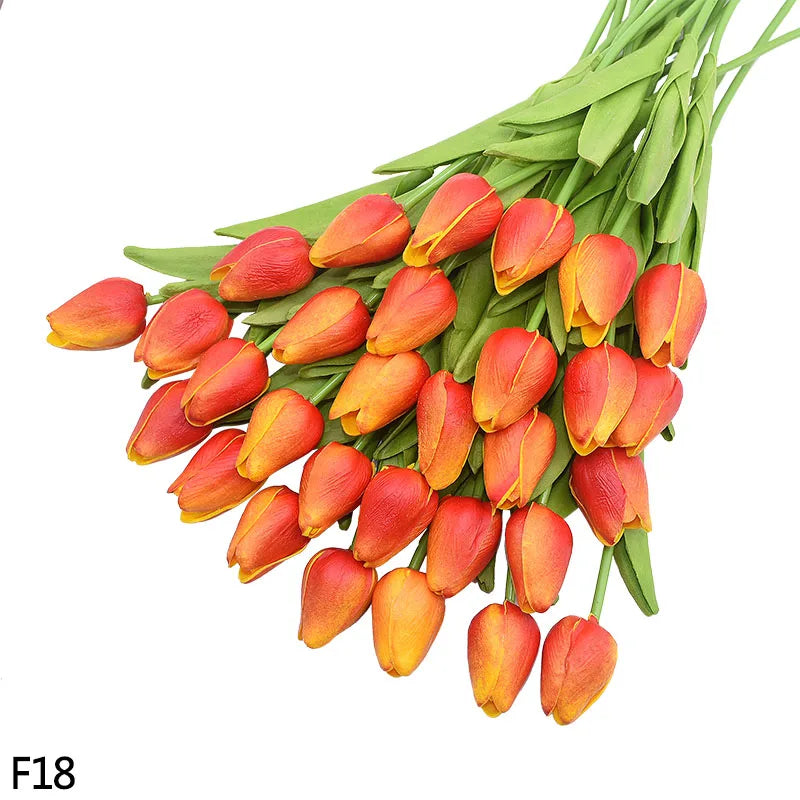 12pcs Artificial Tulip Latex Real Touch For DIY Bouquets Wedding Party Mother's Day Easter Spring Home Dining Decoration