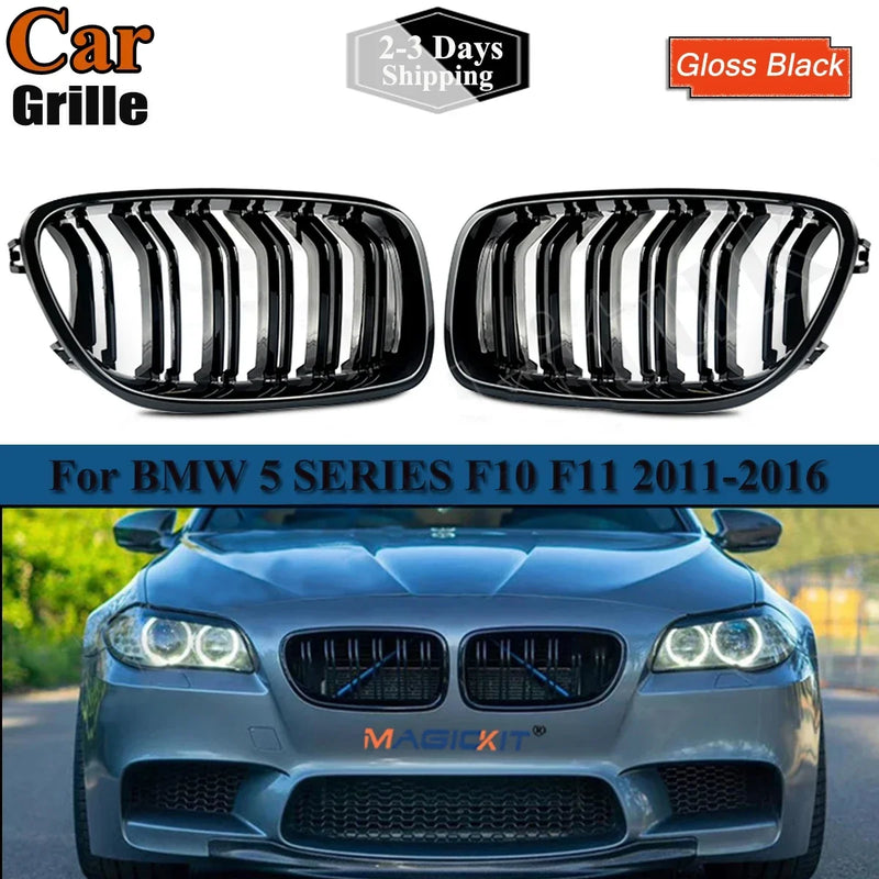 Gloss Black For BMW 5 Series F10 F11 F18 M5 Front Bumper Grills Double 2010-2016 Wide Kidney Grille 520d 530d 540i 528i 535i