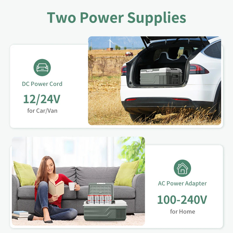 Alpicool NL15 15L Portable Car Refrigerator 12 Volt Mini Fridge Freezer 12/24V DC 100-240V AC Cooler Ice Box for Truck Camping