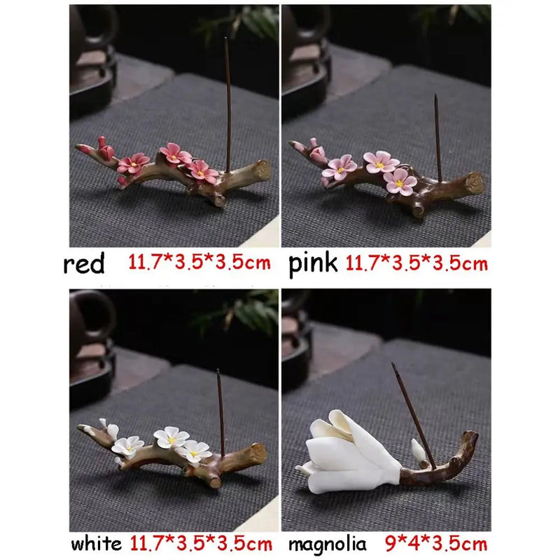 Crafts Ceramics Tea Pet Ornaments Plum Blossom Writing Brush Stand Home Decor Aromatherapy Base Incense Stick Holder