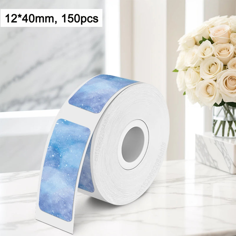 P15 Adhesive Merry Christmas Sticker Snowman Starry Sky Holographic Label Tape for Marklife P15 P12 P11 Thermal Label Printer