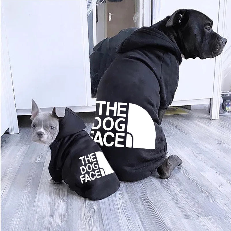 New Pet Dog Hoodies Autumn and Winter Season Large Dog Clothes Dog Face Text Pattern French Bulldog Labrador Jacket Clothing