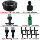 5M-30M Outdoor Misting Cooling System Garden Irrigation Watering 1/4'' Brass Atomizer Nozzles 4/7mm Hose for Patio Greenhouse