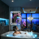 LUVODI Bluetooth Bathroom Mirror Time Temperature Display Wall Hang Vanity Mirror with Bluetooth Speaker Dimmable Anti-fog