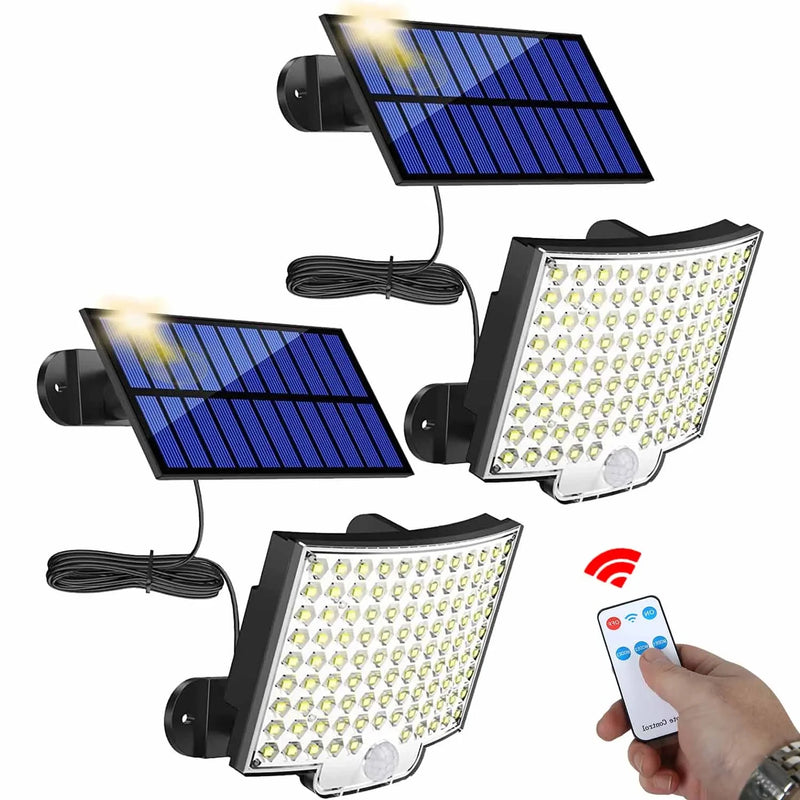 106LED Solar Light Outdoor Waterproof with Motion Sensor Floodlight Remote Control 3 Modes for Patio Garage Backyard Solar Lamp