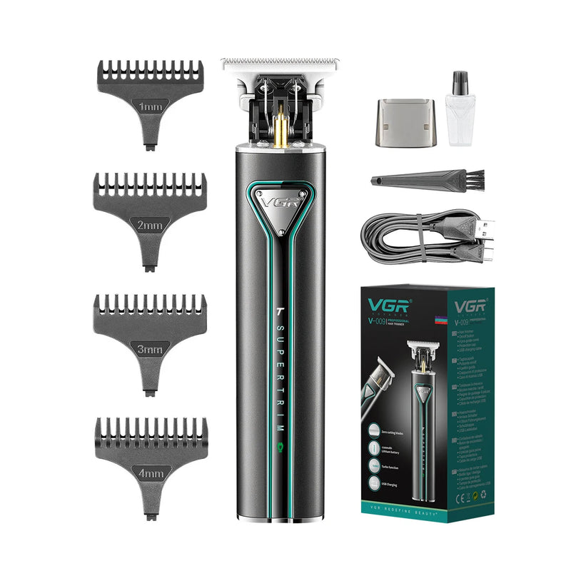 VGR T9 Hair Clipper Metal Hair Trimmer Professional Beard Shaver Rechargeable Haircut Machine Cordless Trimmer for Men New V-009