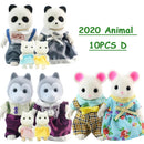 Easter Bunny 10-18Pcs Forest Family Miniture Animals Doll Toy Simulation 1:12 Reindeer Panda Figure Girl Dollhouse Birthday Gift