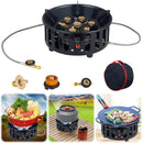 21000W Electronic Ignition Gas Stove with Adapter Portable Outdoor Furnace Barbecue Burner Cookware for Outdoor Camping Tourist