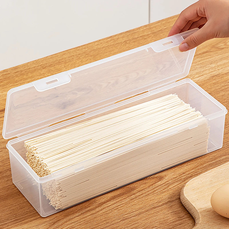 Plastic Spaghetti Storage Box With Lid Multifunctional Kitchen Noodle Organizer Box Fridge Rectangle Storage Container