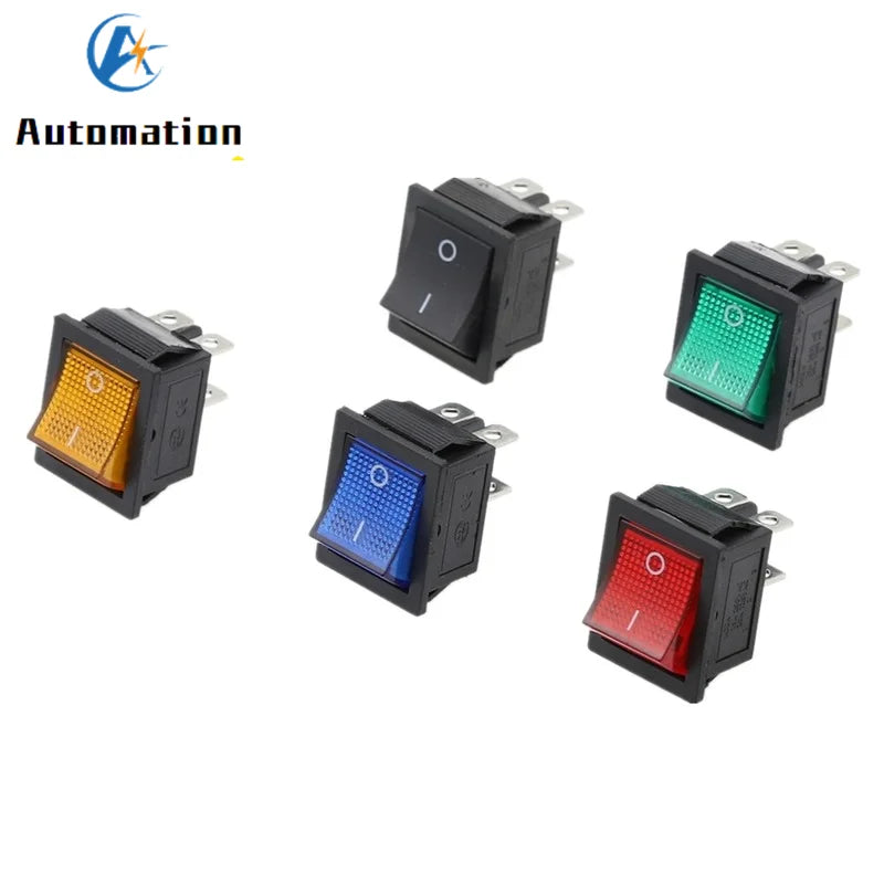 1pcs Latching Rocker Switch Power Switch I/O 4/6 Pins With Light 16A 250VAC 20A 125VAC KCD4