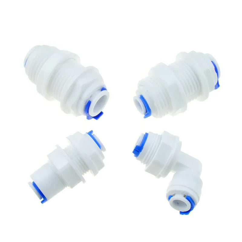 Reverse Osmosis Quick Coupling 1/4 3/8 Hose Connection Tee Y Connector 2 Way Equal Elbow Straight RO Water Plastic Pipe Fitting