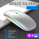 LED Wireless Mouse Rechargeable Silent Bluetooth-compatible Mouse Portable Dual Mode Computer Mice for Laptop Desktop MacBook