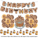 Capybara Balloons Happy Birthday Banner Animal Themed Birthday Decorations Cake Toppers Capybara Kids Birthday Party Supplies