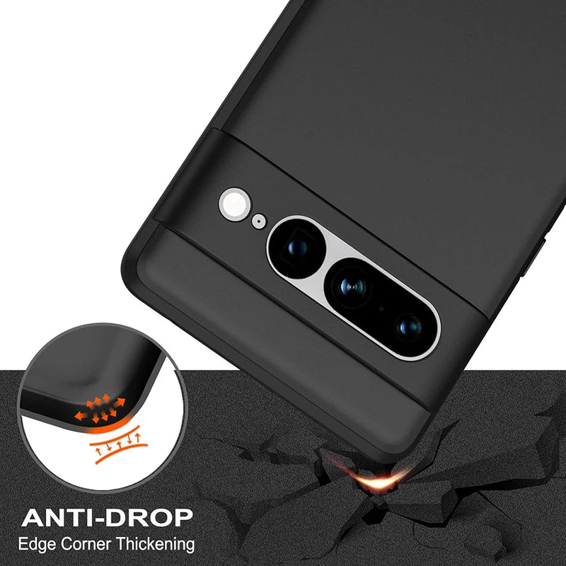 Luxury Matte Silicone Soft Case For Google Pixel 9 XL 8 8A 7 6 6A Pro Ultra Thin Solid Black Frosted Bumper Shell TPU Back Cover