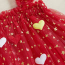 Adorable Baby Girl  Ruffle Sleeve Heart Print Tutu Dress with Matching Headband Set for Summer Outfits