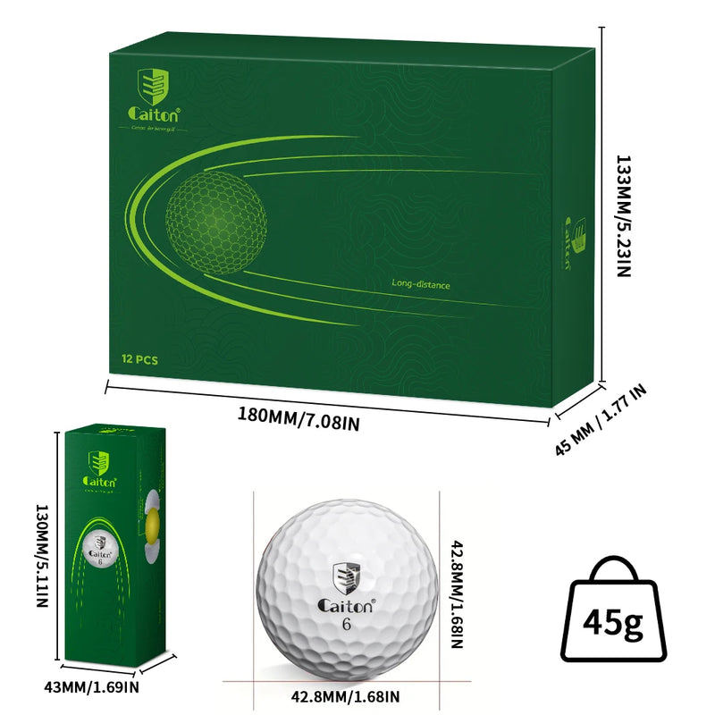 Caiton 12/6/3pcs Long Distance Golf Ball | Tour-Level Performance | Multi-Layer Construction | Add 40+ Yards | Ultra-Soft Feel