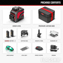 YEVOLT YVGLL4XS12 Series Green Laser Level 3-Plane 12-Line Self-leveling 360 3D Horizontal & Vertical 3.6V 3Ah Power Tools