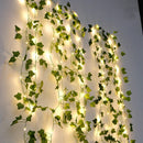 Artificial Flower Green Leaf String Lights Battery Powered Christmas Decorations for Home Tree Garland Light Weeding Party Decor