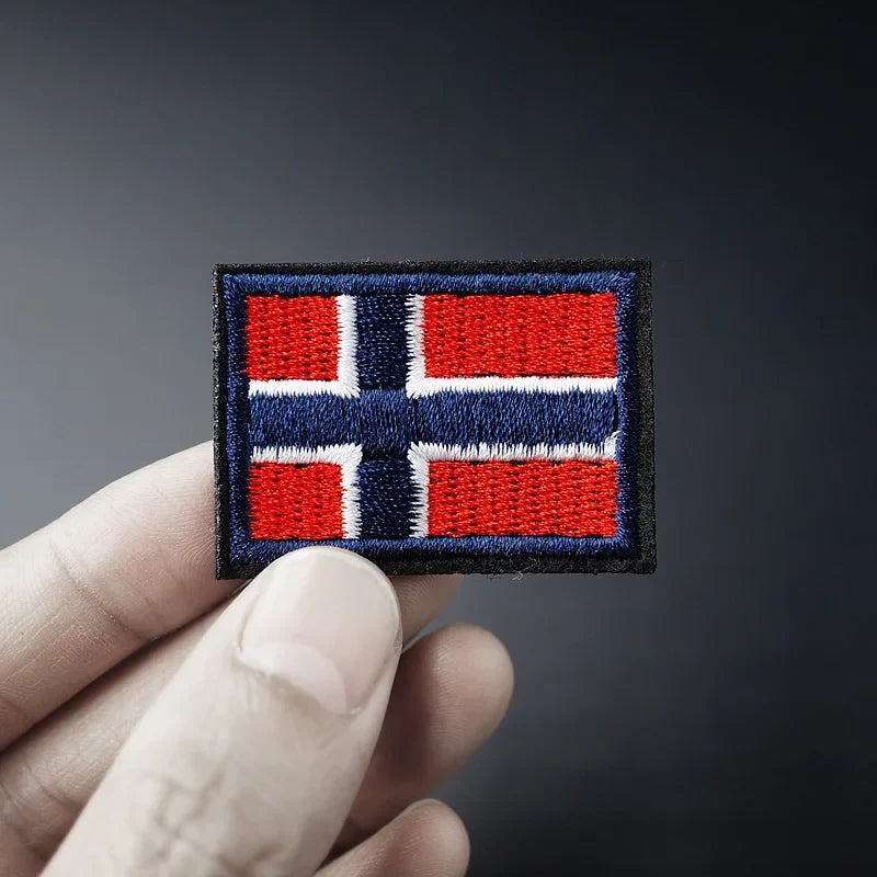 Norway (Size:3.0X4.0cm) Embroidered Patch Iron on Sewing Applique Cute Fabric Clothes Shoes Bag DIY Decoration