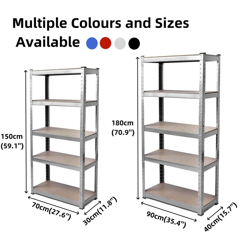 5 Tier Garage Shelves Metal Storage Shelves Rack,Heavy-Duty Shelving Units,Boltless Assembly for Warehouse Office,875kg Capacity