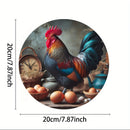 Chic Rooster 7.8" Round Aluminum Metal Sign - HD Waterproof \u0026 Rust-Proof Decor for Bedroom, Office, or Coffee Station