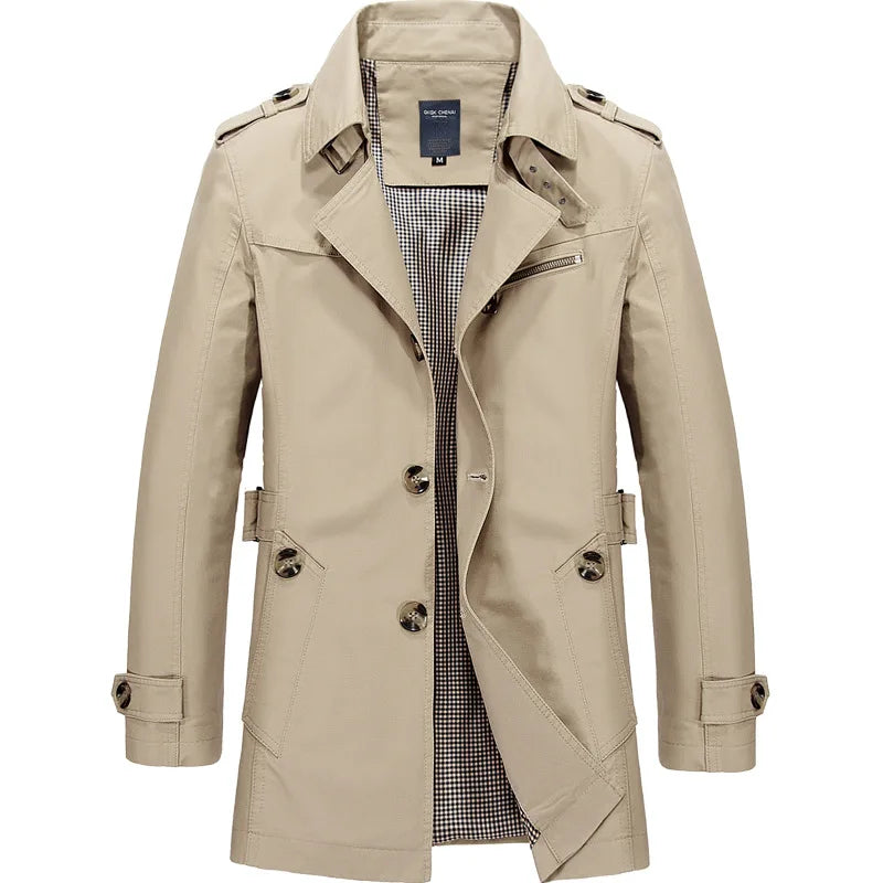 Men's Business Windbreaker Long Jackets Pure Cotton Trench Coats Casual 2023 Spring Fall Winter Fashion Suit Streetwear Blazers