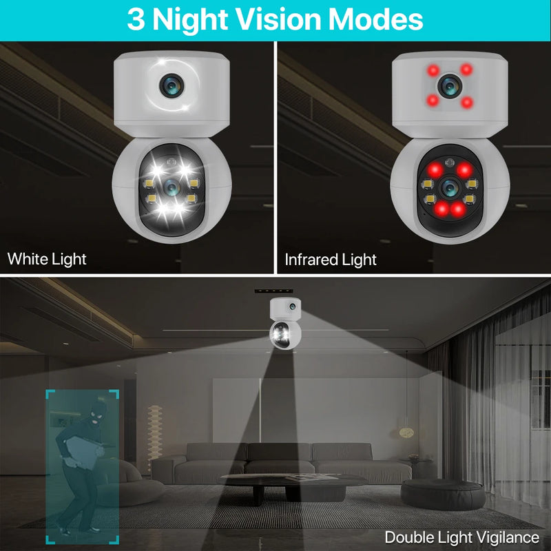 4K 6MP WiFi Camera Dual Screen Baby Monitor Home Secuiry Camera Ai Human Detection Color Night Vision CCTV Video Surveillance