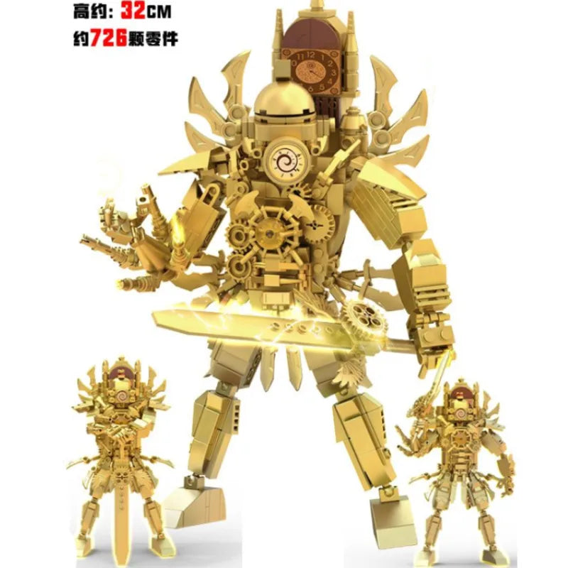 Skibidi Toilet Clock Man Building Blocks Toys Cameraman Speakerman Monitor Titan Tv Man Juguetes Brick Model Toys Gift For Kids