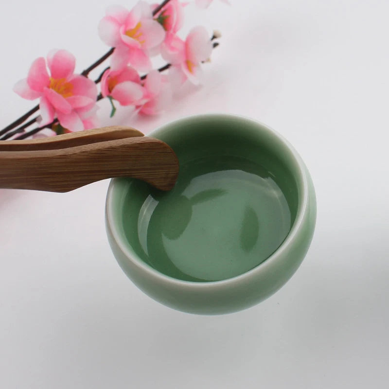 1x Eight Bamboo Incense Clip Teahouse Accessories for Ceramic Cups Clamp 16.8cm Curved Tongs