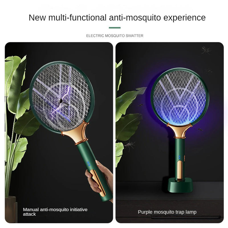 2-in-1 Electric Insect Racket Swatter Zapper 3000V USB Rechargeable Summer Mosquito Swatter Kill Fly Bug Zapper Mosquito Racket