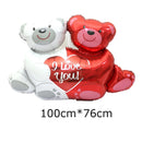 1pc 100cm Two Bear Hug I Love You Foil Balloons Love Heart Helium Balloon Engagement Wedding Decorations Valentine's Day Decor