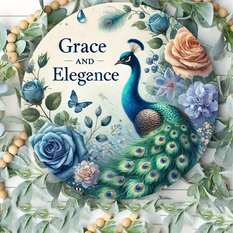 Peacock Metal Wall Art Sign 7.8" - Perfect for Farmhouse, Garden Bar, Office & Home Decor - Great Housewarming or Teacher Gift