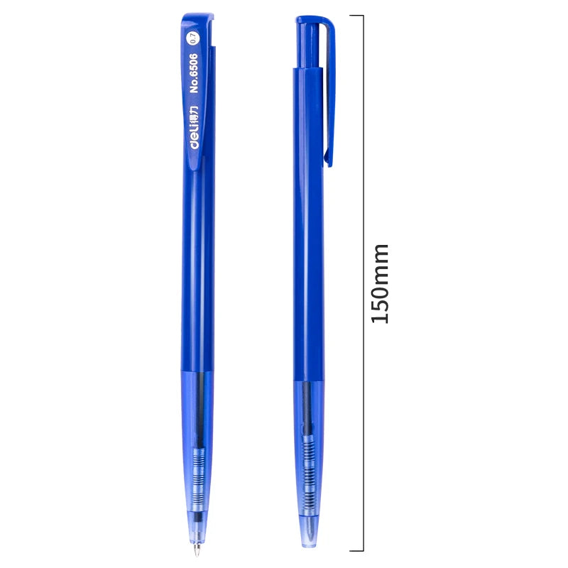 Deli-Bullet Tip Ballpoint Pen Set, Fine Point 0.7mm, Blue Ink, Office and School Supplies, Stationery, 10/60Pcs