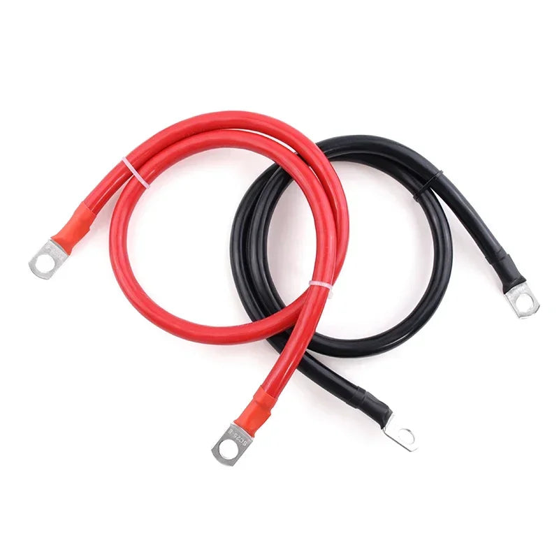 Battery Inverter Connection Cable Set with M8 SC Terminals 8/6/4/2 AWG 10/16/25/35mm2 UPS Wire Red Copper Core Tin-plated Lug