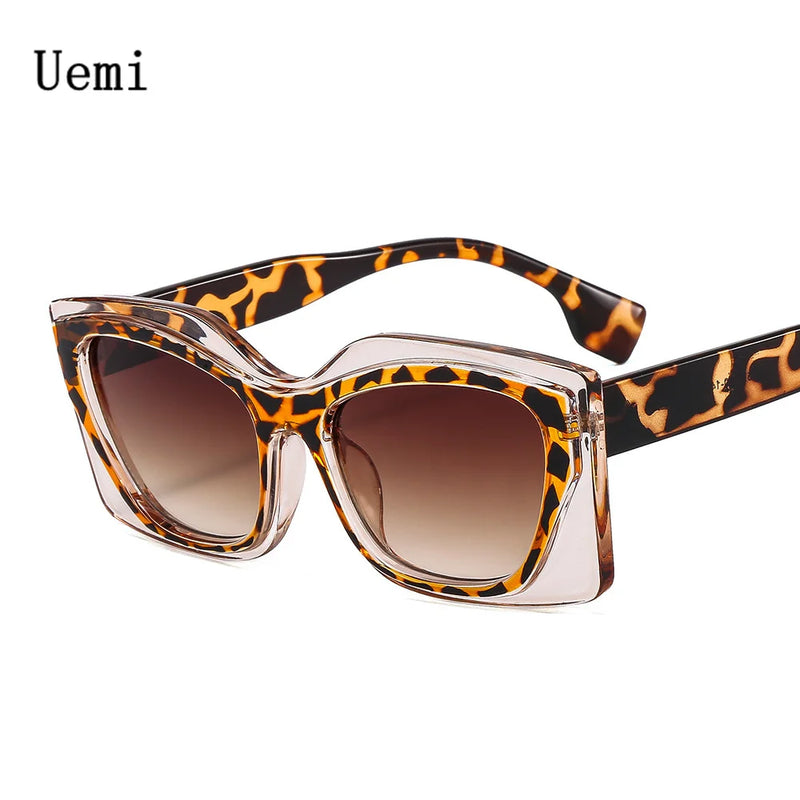 Fashion Double Color Sunglasses For Women Men Vintage Leopard Frame Anti Blue Clear Glasses Shades UV400 Eyeglasses Wholesale