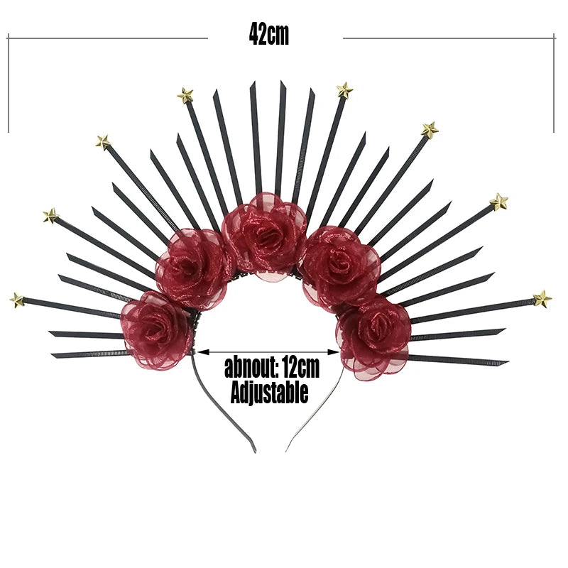 Goddess Crown Tiaras Headband Halloween Hair Band Flower Gold Halo Crowns Headwear Wedding Party Headpiece Hair Accessories