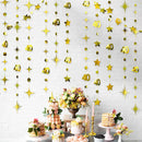 Gold 30th Happy Birthday Party Paper Banners Decorations Number 30 Year Old Circle Dots Twinkle Star Garlands Hanging Backdrops