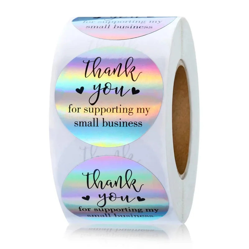100-500PCS New Thank You Stickers for Business Merci Packaging Stickers Pack Small Rolling Stickers Roll Home Made Lables