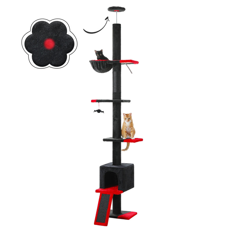 Gothic Cat Tree Floor to Ceiling, Tall Cat Tower, Adjustable Height (83''-108'') 5 Tiers Cat Climbing Tree for Indoor Cats