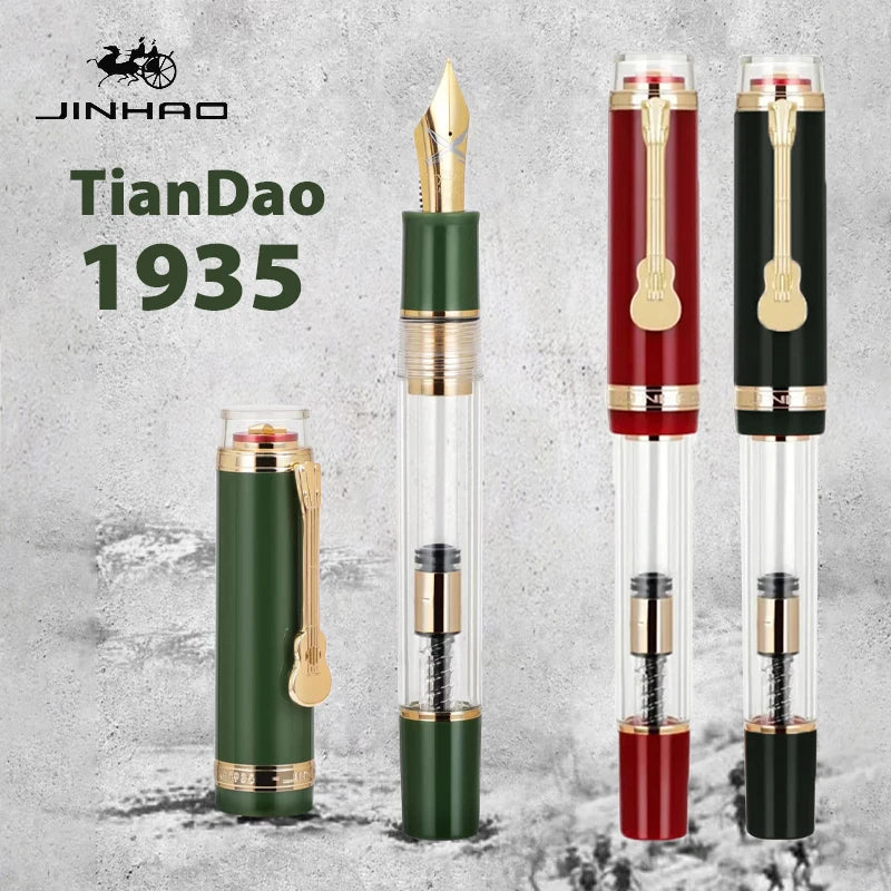 Jinhao 1935 TIANDAO Fountain Pen Red/Green Luxury Guitar Clip F/M Sword ink Nib Writing Pens Office School Supplies Stationery