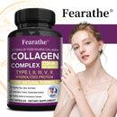 Fearathe Multi-Collagen Complex - Types I, II, III, V, X, for Healthy Hair, Skin, Nails, Bones and Digestive System