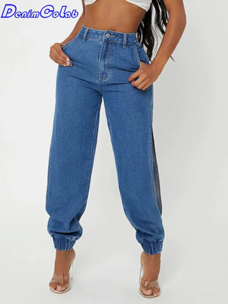 DenimColab 2023 Fashion Side Of Leg Split Women's Jeans Loose Harem Pants Ladies Tie Feet Streetwear Jeans Casual Denim Pants