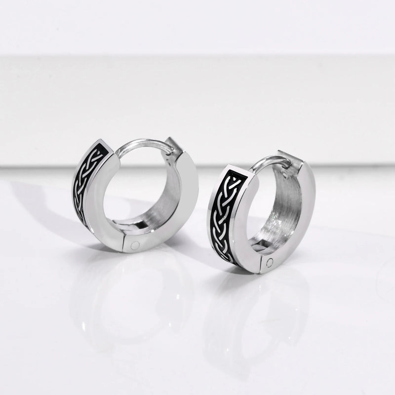 Vnox Cool Celtic Knot Hoop Earrings for Men, Anti Allergy Stainless Steel Round Huggie Earrings Gifts Jewelry,brincos masculinos