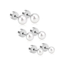 LUXUKISSKIDS 3-5pairs Fake White Pearl Stud Earrings For Woman/Girl Round Ball Press Screw Pack Piercing Stainless Steel Jewelry