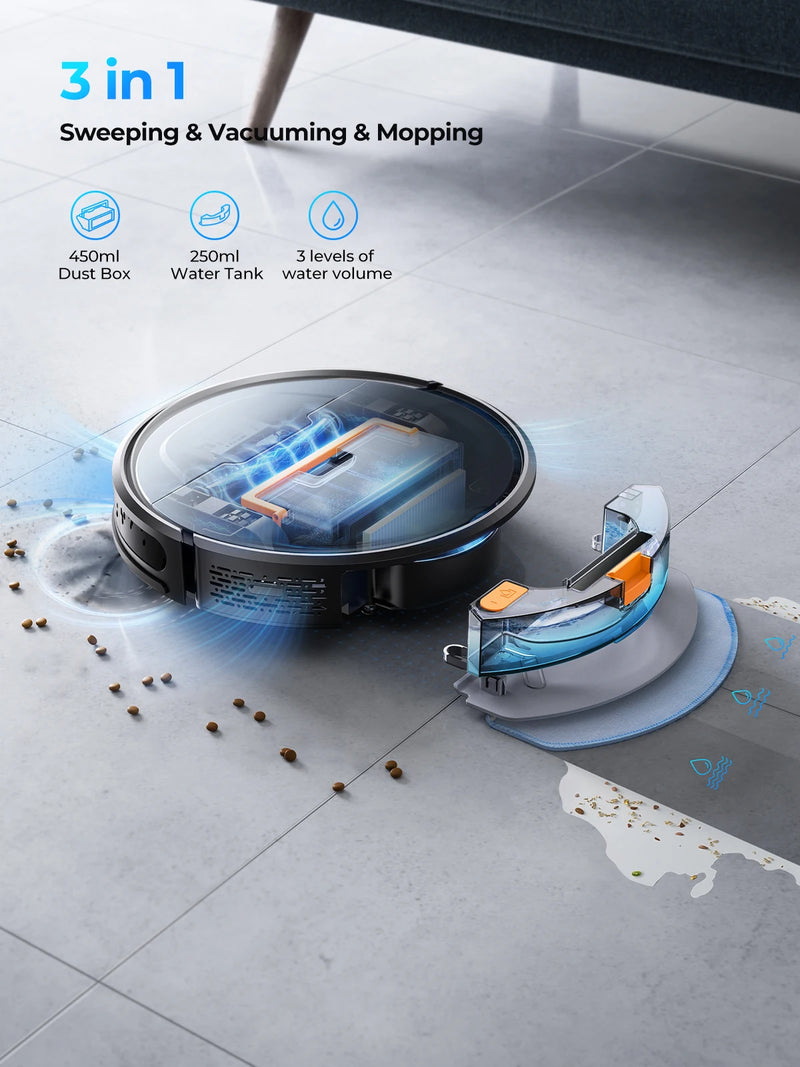 Laresar Robot Vacuums and Mop Combo 6000Pa Suction Auto Carpet Boost Self-Charging Super-Slim Robotic Vacuum Cleaner