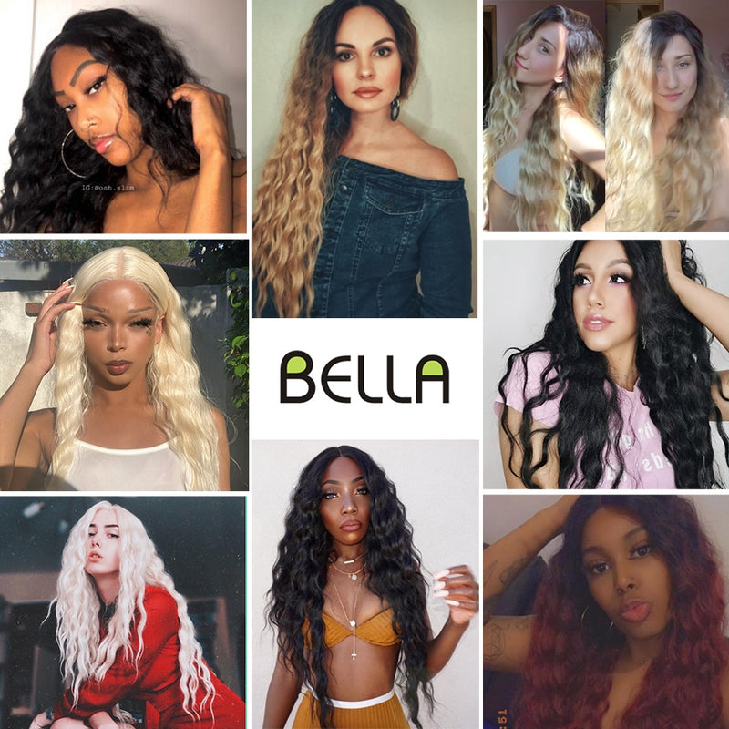 BELLA Lace Wigs Synthetic Deep Wave Curly Synthetic Lace Front Wig Blonde Wig Pink 30 Inch Hair Wigs For Black Women Cosplay