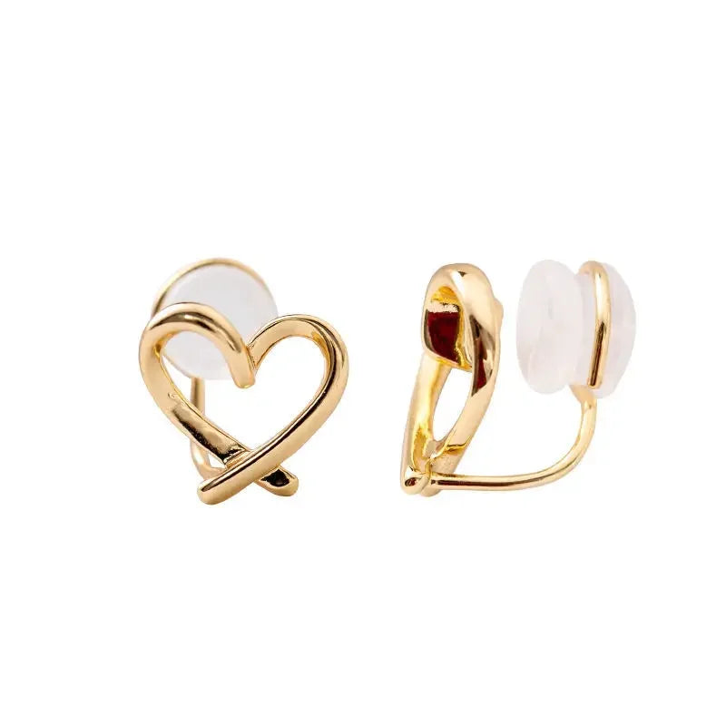 Fashion Simple Irregular Heart Ear Clips Women Girls No-Piercing Silicone Ear Stud Earrings Korean Earring Party Jewelry Gifts