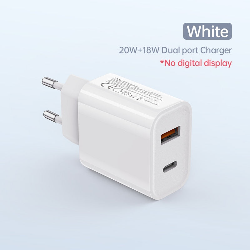 PZOZ USB Type C Charger 30W Fast Charging QC 3.0 PD 20W Quick Charge LED Display For iPhone 14 13 12 Pro Max Plus Samsung Xiaomi