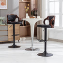 Vecelo Bar Stools Set Of 4,Adjustable Counter Height Stools With Bentwood Back,Armrest&Footrest,Swivel Pu Leather Bar Chairs